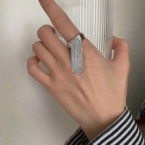 🍏50% OFF/3+...Open Tassel Ring (Silver tone)
